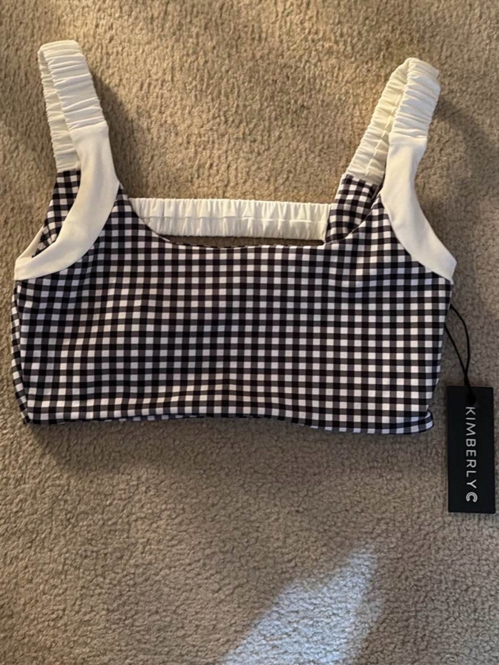 Kimberly C Black & White Gingham Crop Top